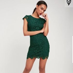 Lulu's Romance Language Dark Green Backless Dress